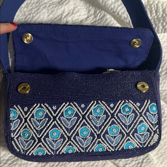 America & beyond beaded floral blue shoulder bag - Picture 6 of 7